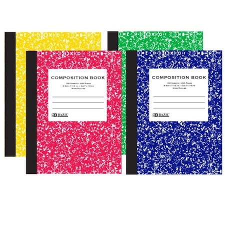 Bazic Products BAZIC  BAZIC Colorful Marbled Wide Ruled Composition Book  100 Sheets Case of  48 509